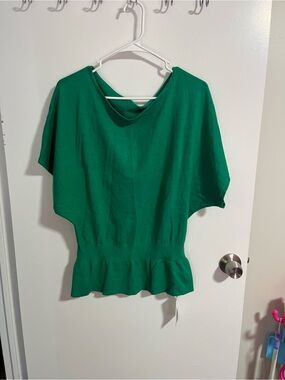 Amazon Green Peplum Short Sleeve Top